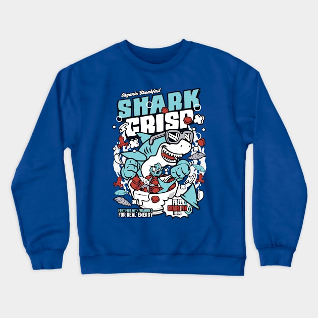 Retro Cereal Box Shark Crisp // Junk Food Nostalgia // Cereal Lover Crewneck Sweatshirt by Now Boarding